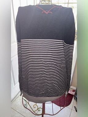 Claiborne Black and Gray Striped Men’s Sweater